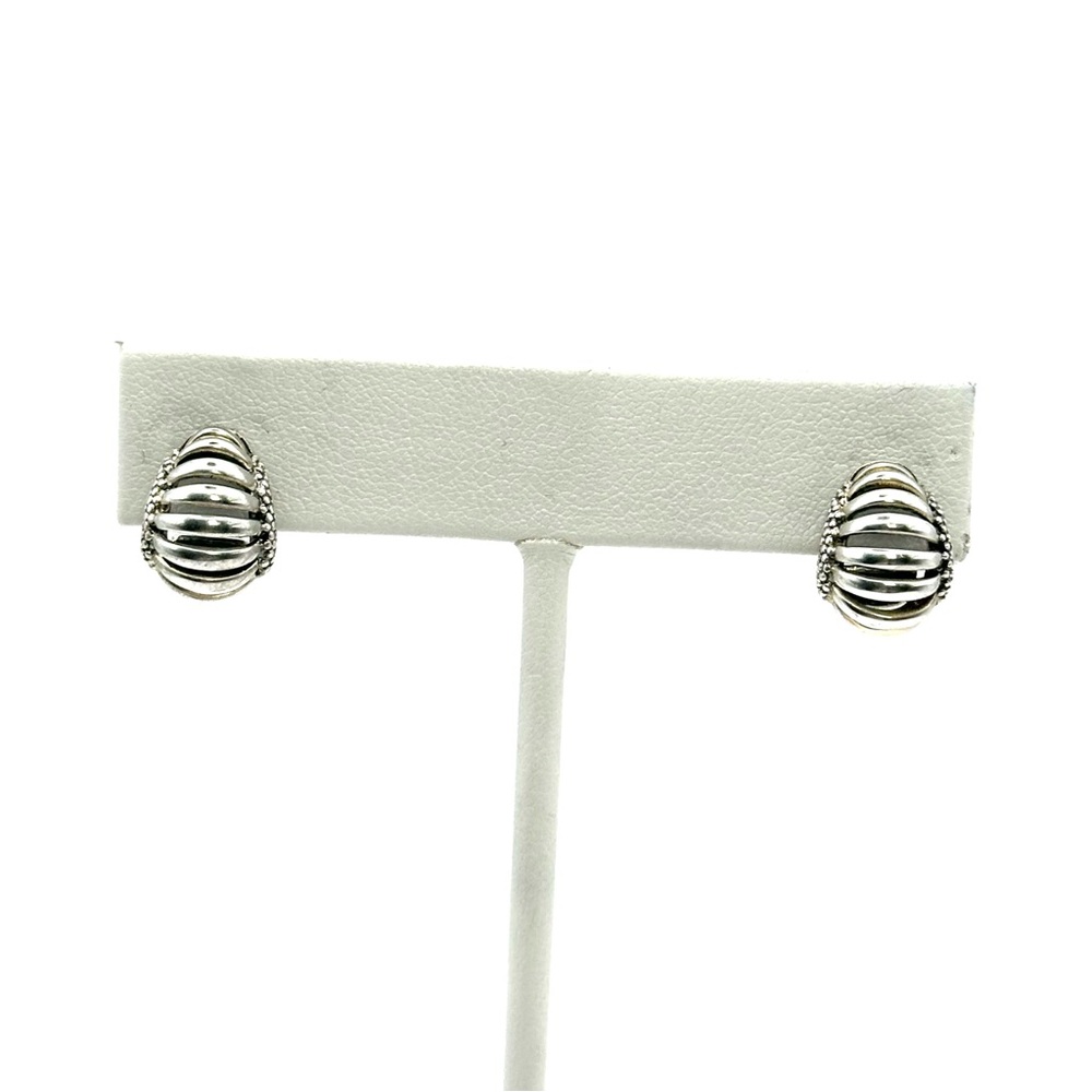 Lagos Caviar Small Silver Dome  Huggie Earrings - Picture 3 of 7